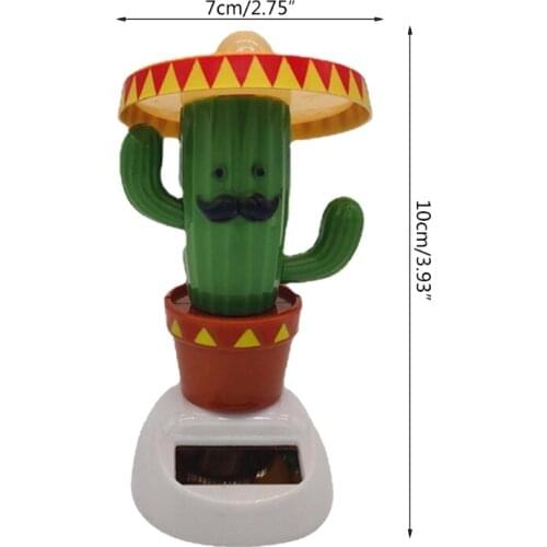 Cactus Solar Powered Dancing Doll Automatic Swinging Car Ornament Home Decor