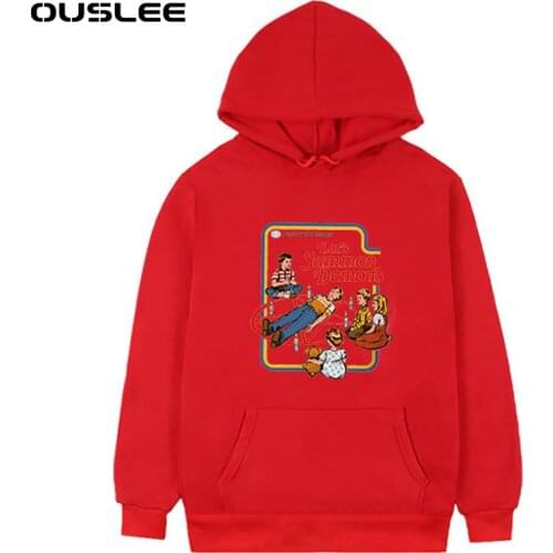 OUSLEE Unisex Hoodies Death Scary Evil Hip Hop Long Sleeve Streetwear Hoodies Men Gothic Sweatshirt Vintage Hoodie Clothes