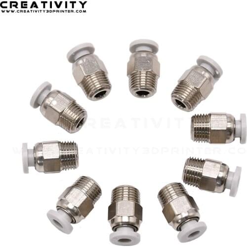 Creativity PC4-M10 Male Straight Pneumatic Tube Push Fitting Connector for CR-10 Series / Ender-3 Bowden Extruder 3D Printer