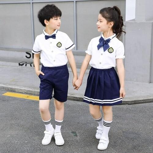 Uniformes estudiantes boys girls primary school students summer kindergarten suit children short-sleeved college wind uniform