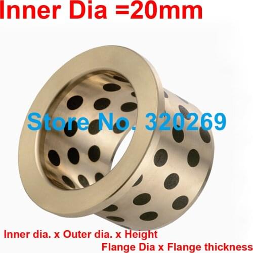 1PC JFB Inner Flanged Bronze Impregnated Graphite Oilless Bush Bearing 40X5 20X30X25
