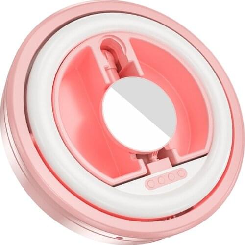 Rotatable LED Ring Light Ring Light with Mirror Phone Clip, Used for Selfie Makeup