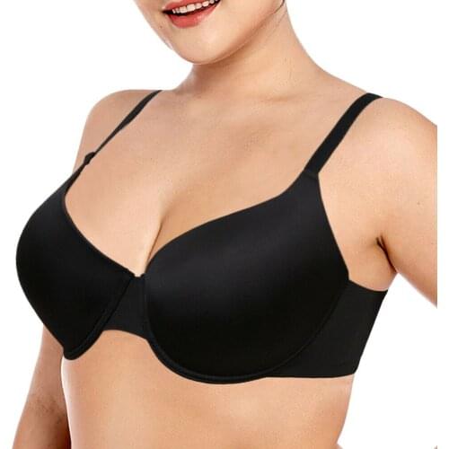 New Pure Black Bras for Women Wire Brassiere Underwear Sexy Bra lingerie 34 36 38 40 42 44 46 48 C D E F G H