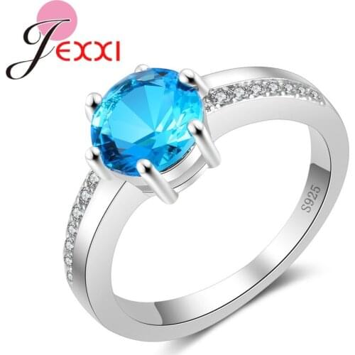 Lowest Price Women Shiny Clear Zircon Ring Fashion 925 Sterling Silver Brand-Jewelry for Wedding Anniversary Round Shape