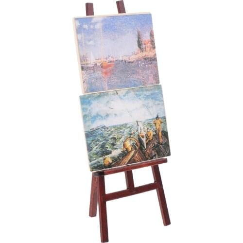 1:12 Dollhouse Miniature Mini Wood Paintings Easel Holder Doll Accessories Furniture Toys