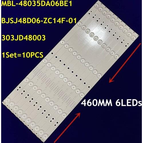 1SET=10PCS LED Backlight strip 6 lamps BJSJ48D06-ZC14F-01 303JD480031MBL-48035DA06BE1-V2 For 48CE468D HV480WU2-300