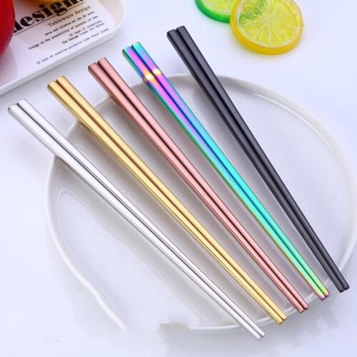 1 Pair Stainless Steel Chopsticks Metal Chop Sticks Tableware Silver Gold Multicolor Wedding Party Festival SuppliesKitchen Tool