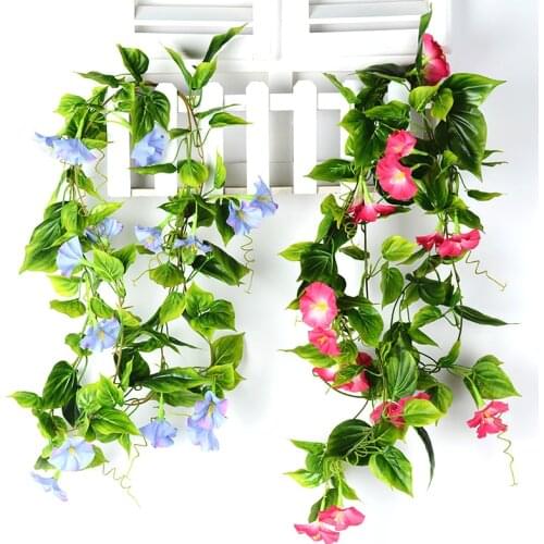 1PC Artificial Flowers Vine For Living Room Wedding Party Decoration Flower 220cm Wall Hanging Flower Simulated Morning Glory