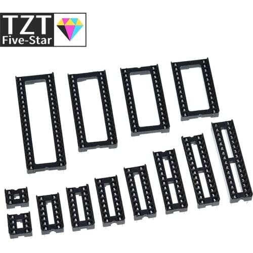 10pcs IC seat 6P/8P/14P/16P/18P/20P/24P/28P DIP IC sockets Adaptor Solder Type 28 pin Narrow body DIP Sockets MCU seat 24PIN