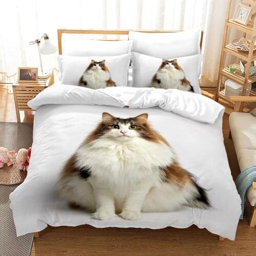 2/3pc Bedding Set 3D Printed Cute Cat Duvet Cover Bed Sheet For Home Textiles Pattern Bedclothes Kids Adult Quilt Cover