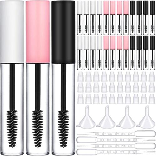 20Pcs 10 ml Empty Mascara Tube and Wand Refillable Mascara Tube Mascara Wand Eyelash Brush Tube for Eyelash Oil lipgloss Tubes