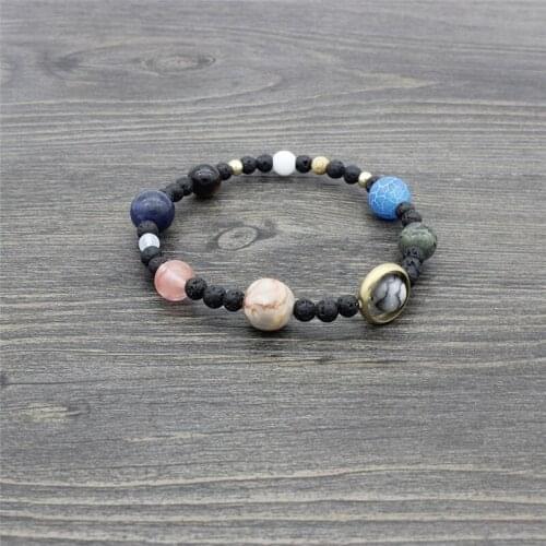2019 new universe cosmic galaxy solar system eight planet bracelet guardian stars natural stone jewelry Length 19.5cm