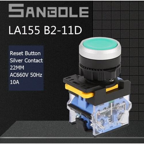 22mm Push Button Switch LA38 Series Latching/Reset Start-up Stop Round Head Waterproof IP54 NO NC 10A Silver Contact