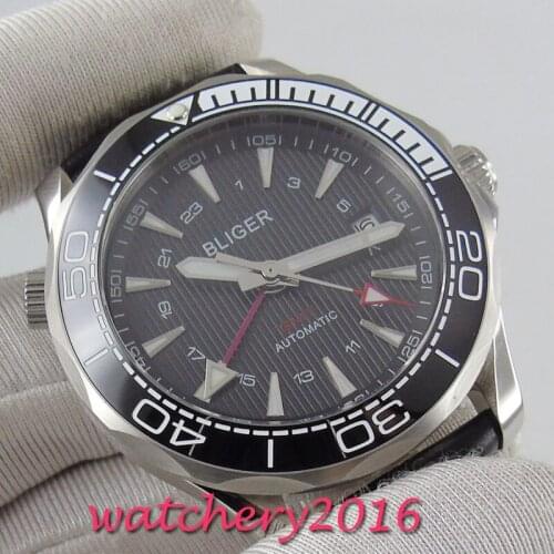 41mm bliger black dial ceramic bezel Sapphire glass date gmt Luxury Automatic Movement mens watch