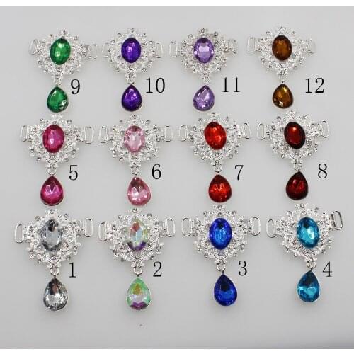 2020 Fashion New 5pc 35*45mm Rhinestone Bikini Bag Shoes Clothing Alloy Silver Decoration Beachwear Bra Connectors Buckle