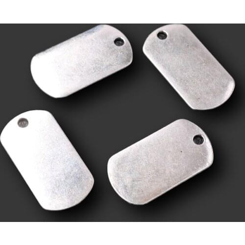 6pcs Zinc Alloy Charm Silver Plated Rectangle Stamping Blank Tag Pendants DIY Charms For Necklace Jewelry Crafts Making 34*18mm
