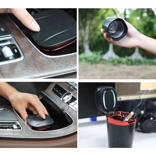 Car LED Ashtray with Detachable Lid Creative Portable Ashtrays with LED Light F19A