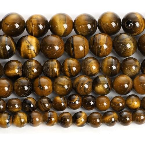 Yellow Natural Tiger Eye Stone Beads Round Loose Beads For Jewelry Making DIY Bracelets Necklace Accessories 4/6/8/10/12 MM