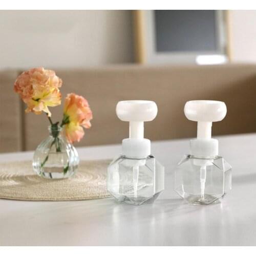 300ml Recycled Flower Foam Bottle Large Capacity Spiral Mouth Transparent Foaming Lotions Refillable for Bathroom Store Liquid