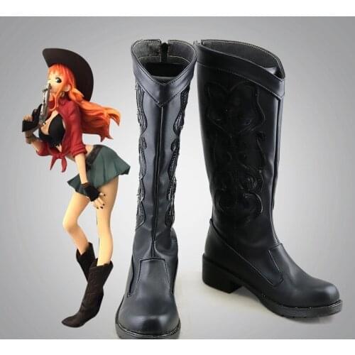 Nami Cosplay Black Boots Women Halloween Custom Made Shoes