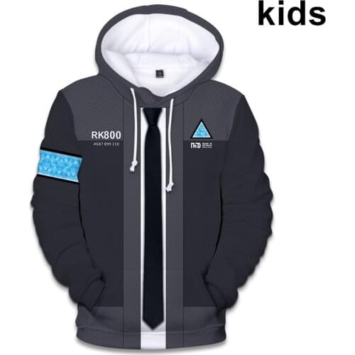 2 To 14 Years Kids Hoodies Game Detroit Become Human 3D Print Hoodie Sweatshirt Boys Girls KARA RK800 Jacket Children Clothes