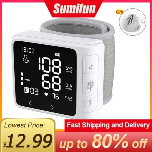 Home Wrist Sphygmomanometer Blood Pressure Monitor Tensiometer Automatic Digital BP Tonometer Heart Rate Pulse Monitoring