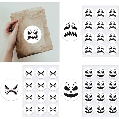 Halloween Grimace Scary Face Labels Round Sticker Halloween Candy Gift Box Sealing Sticker 3.5/4.5cm