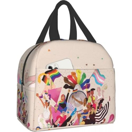 Love Is Love Functional Pattern Cooler Lunch Box Love Is Love Portable Lunch Bag Thermal Food Picnic Lunch Bags For Women Kids