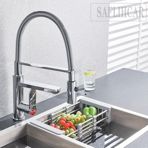 Chrome Kitchen Sink Faucet Hot and Cold Mixer taps Single Handle 360 Degree Rotation Kitchen Spout Deck Installation Faucet