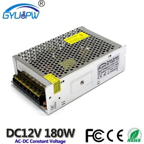 Single Output Switching Power Supply DC 12V 15A 180W Driver Transformer 110V 220V AC dc12V SMPS For Led Strip Modules Lighting