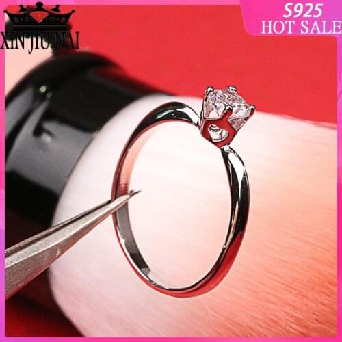 Delicate and elegant Platinum female ring Korean version of single rintail female little finger S925 silver diamond band ring