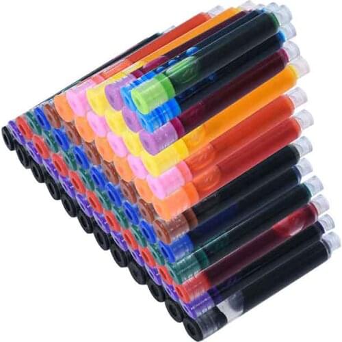12PCS/Set Colourful Ink Sac Fountain Pen Ink Cartridges Refills Ink 3.4mm Blue Black Refills Drawing School Office Supplies