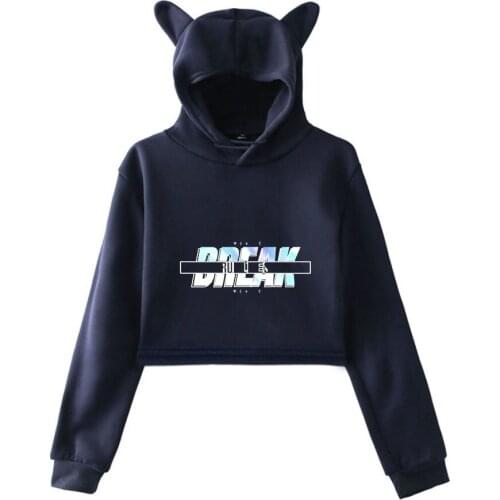 Kda the baddest Spring new Kawaii cat ear cotton hoodie casual all-match pullover loose hoodie comfortable short sexy hoodie top