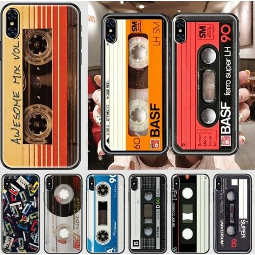Old cassette Classical Phone Case Cover Hull For iphone 5 5s se 2 6 6s 7 8 12 mini plus X XS XR 11 PRO MAX black silicone shell