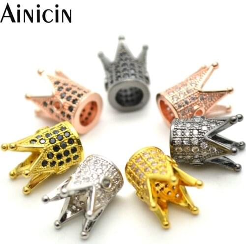 10pcs 8x12mm Rhinestone Setting Crown Connectors Beads for Fashion Jewelry Making Rose Gold Silver Gun Black Color Findings