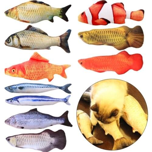Creative 3D Fish Shape Pet Toys Soft Plush Interactive Catnip Cat Toy Gifts Fish Pillow Simulation Fish Playing Toy for Pet