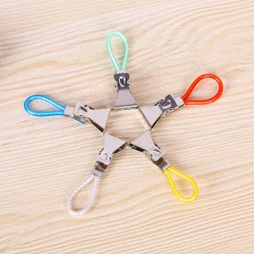 5PCS Metal towel clip, bath towel clip, beach towel clip, plastic color rope