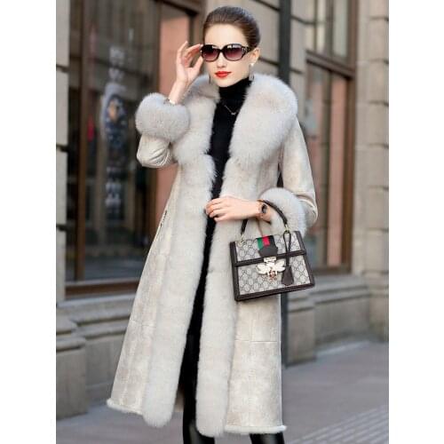 Fashion High Quality Luxury Rabbit Fur Jacket Real Fox Fur Collar Womens Fur Coats Soft Warm Coat Female Ropa De Mujer Zjt452
