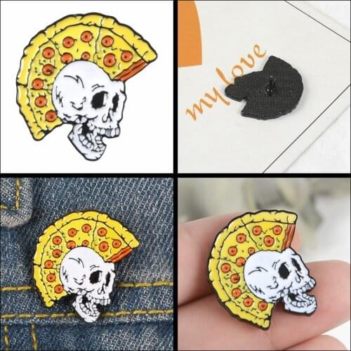 1PCS Exquisite Fashion Punk Creative personality pizza pharaoh Skull Enamel pins brooch Mens brooch wholesale Send friend gift