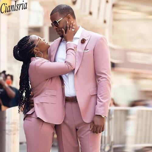 Pink Slim Fit Mens Suit Customized Two Pieces Wedding Tuxedos 2021 Cheap Best Man Jacket and Pants