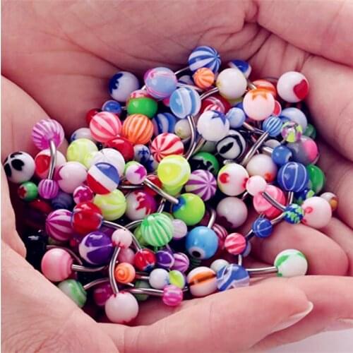 10/20/30/50 PCS Acrylic Belly Piercing Lot Bar Mix Belly Button Ring Pack Navel Piercing Set Navel Bar Pack Piercing Ombligo Lot