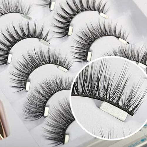 4 /6pairs Of Magnetic Eyelashes Set Natural False Eyelash Eyeliner Mink 3D False Magnet Eyelashes False Long Tweezer Lashes Y0D0