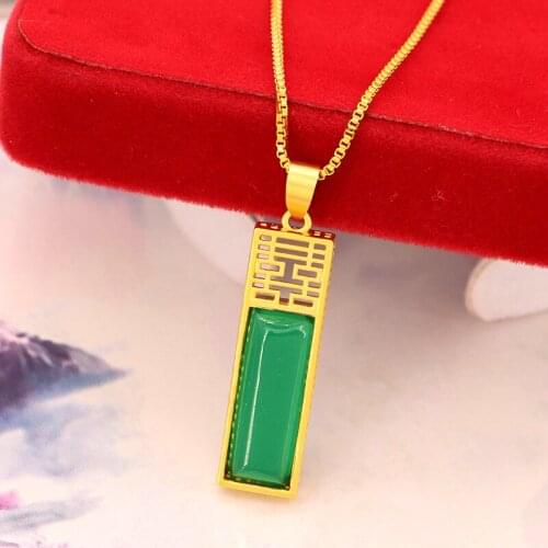 Natural Chinese Jade Green Hand-carved Happy Character Pendant Fashion Boutique Jewelry Couple Necklace Popular Gift