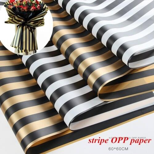 New Arrivals 10seets Fashion Korean Stripe OPP Paper Flower Packing Bouquet Gift Wrapping DIY Waterproof Florist Materials