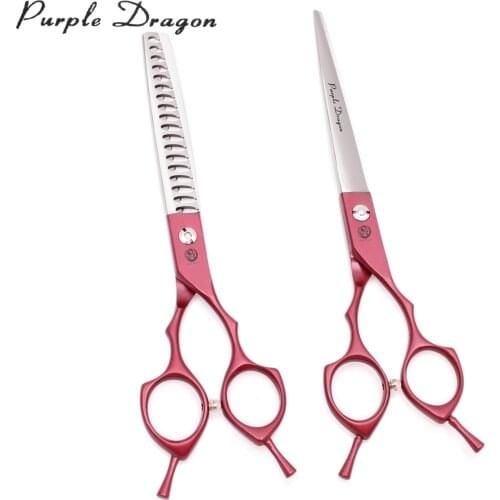 Dog Scissors Add Bag Purple Dragon 6.5" Japan Stainless Puppy Thinning Shears 9029# Pet Hair Scissors Animal Grooming Scissors