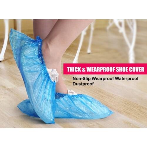 Disposable Shoe Cover for Household 100PCS PE T-Shaped Waterproof Dustproof Thick Overshoe For Automatic Carpet Floor Protection