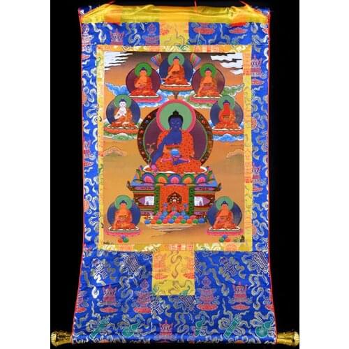 Wholesale Buddhist supplies-85CM Thang-ga Thangka- efficacious Protection Tibetan Buddhism 8 the Medicine Buddha painting