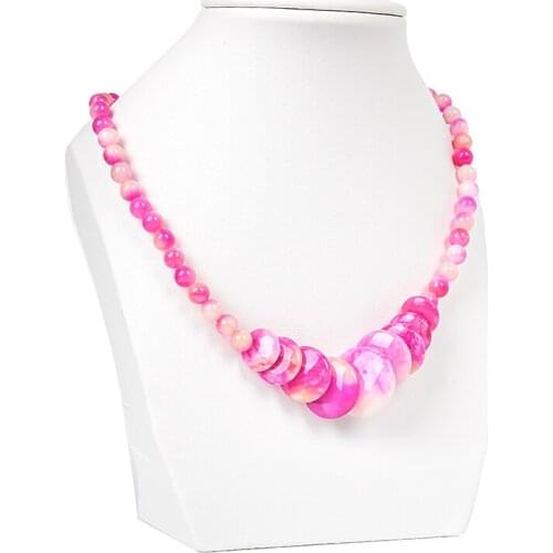 Focus on the Peach-red Double-color Jasper 6-14mm Necklace For jewelry accessories suitable for noble Ladies 18inch gem H84