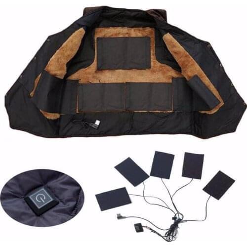 5-in-1 USB Electric Heating Pads 3 Gear Adjustable Carbon Fiber Heated Clothes Pad Clothes Heating Pad Hiking Vests