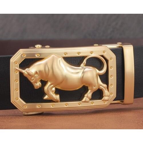 High Quality Black Bull Automatic Buckle Luxury Brand elts Fashion Designer Genuine Leather Luxury Famous Brand Waist Strap